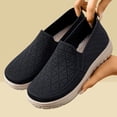 thumbnail image 5 of Women's Breathable Loafers Comfortable Woven Non Slip Walking Shoes Wide Toe Box Slip On Sneakers with Arch Support Black Size 8.5, 5 of 7