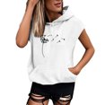 thumbnail image 1 of HUITKMM Chandails d'Automne pour Femmes Grande Taille Mode Sweat à Capuche Lettre Manches Courtes Blouse Ample, 1 of 3