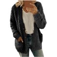 thumbnail image 1 of Solid Color Plush Sweater for Womens Plus Size Coat Pockets Outerwear Buttons Cardigan, 1 of 6