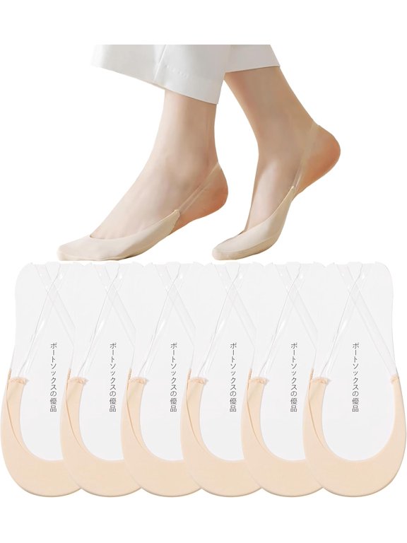 6 Pairs Womens No Show Socks with Grip Ultra Low Cut Liner Toe Socks Non-Slip with Invisible Slingback for Women 6-9