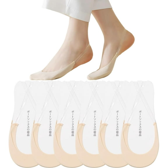 Womens No Show Socks 6 Pairs Nylon Ultra Low Cut Liner Socks Non-Slip Socks for Women US Size 6-9