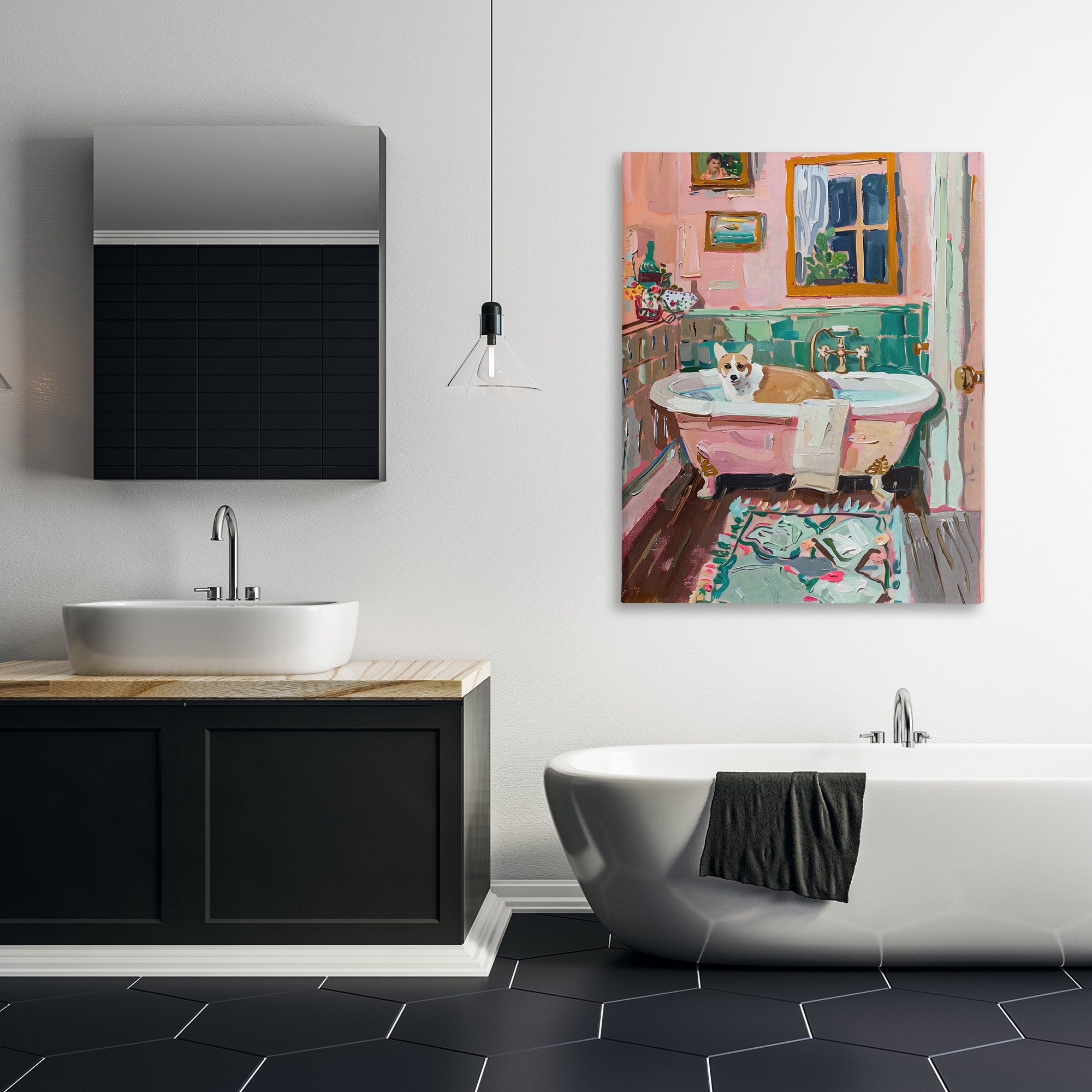 Stupell Industries Corgi in Pastel Tub Canvas Wall Art, design by The Prints Vibe