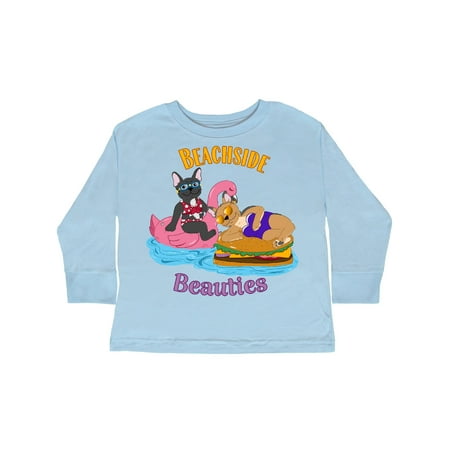 

Inktastic Beachside Beauties Cute French Bulldogs On Pool Floaties Gift Toddler Boy or Toddler Girl Long Sleeve T-Shirt