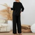 thumbnail image 4 of Women 2 Piece Lounge Sets Casual Ribbed Knit Long Sleeve Shirts Top Pants Loungewear Fall Outfits with Pockets, 4 of 6