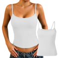 thumbnail image 6 of Ladies Camisole Tops with Built in Padding Adjustable Thin Straps Light Fabric Sleeveless Shirts for Daily Unlined Outer Wear Tank (White,2XL), 6 of 8