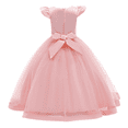 thumbnail image 3 of IBTOM CASTLE Flower Girls Maxi Dress Bridesmaid Wedding Pageant Party Princess Communion Floral Boho Vintage Lace Dance Gown 5-6 Years Peach Pink, 3 of 8