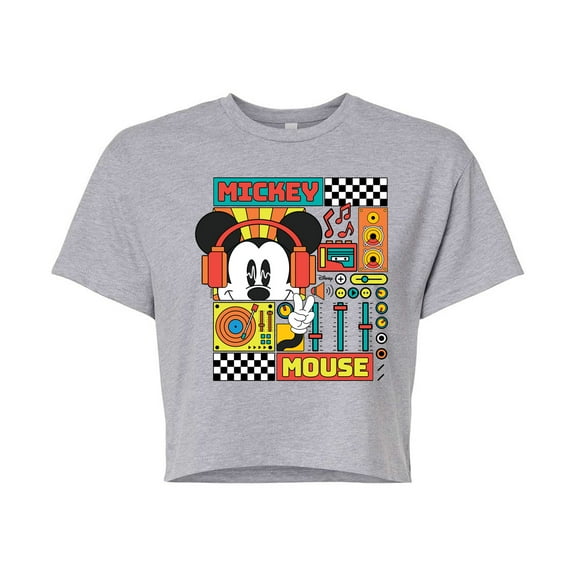 Disney - Mickey Mouse Rhythm Waves - Juniors Cropped Cotton Blend T-Shirt