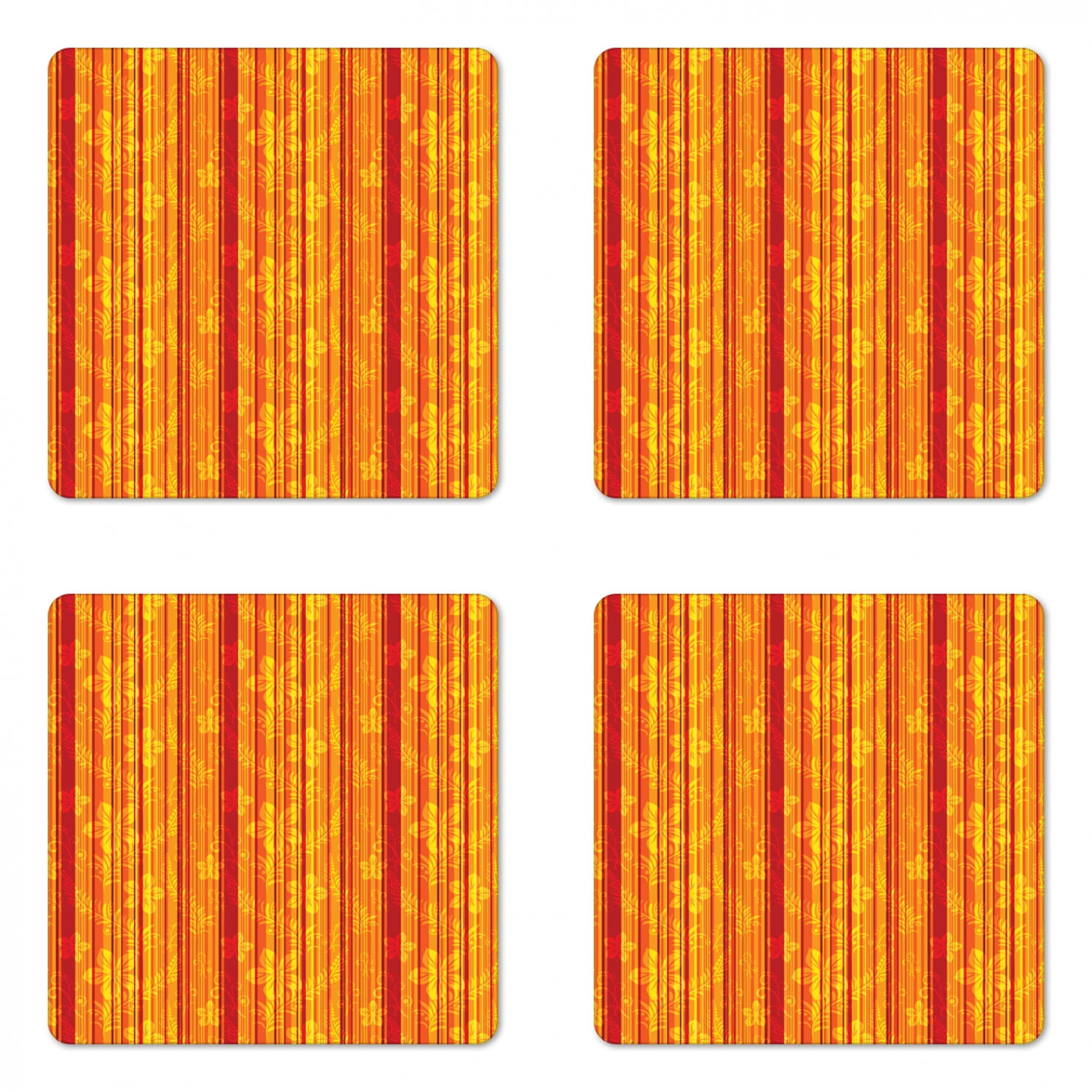 Modern Stripes Orange Set of 4 Coasters 