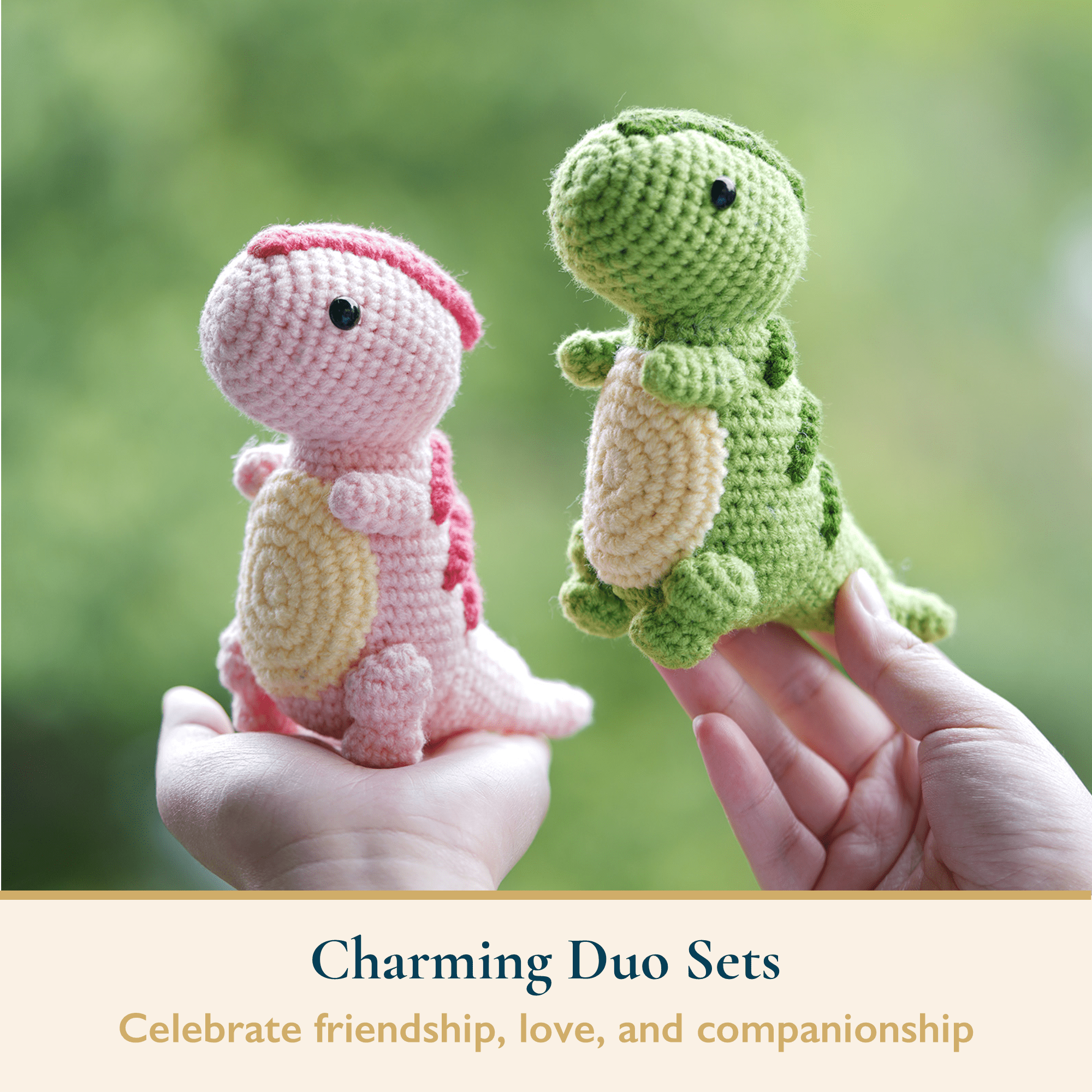 ComfiTime Crochet Kit for Beginners to Intermediate – Amigurumi Starter Kit w/ Video Tutorials & Step-by-Step Instructions, Complete Animal Craft Accessories for Adults, Kids & Gift Giving,Dinosaurs