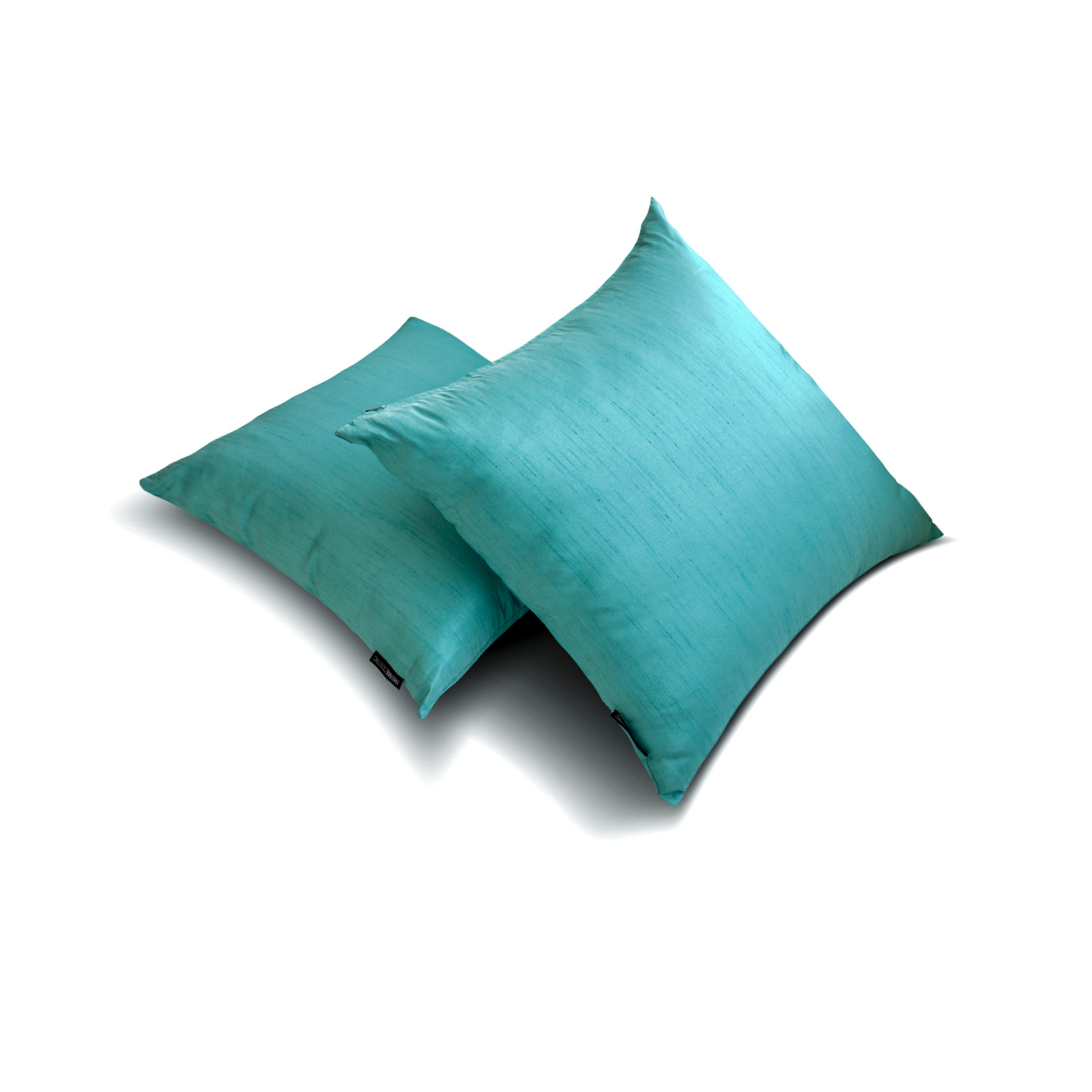 Aqua Luxury Lumbar Pillow Cover 12"x14" | Pack of 2 Modern Art Silk Oblong Pillow Cover | Solid & Two Tone Silk Pillowcases for Bed, Couch & Sofa, Modern Home Décor - Aqua Luxury