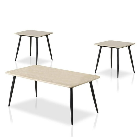 Bowery Hill Wood 3-Piece Coffee Table Set in Natural Tone Finish