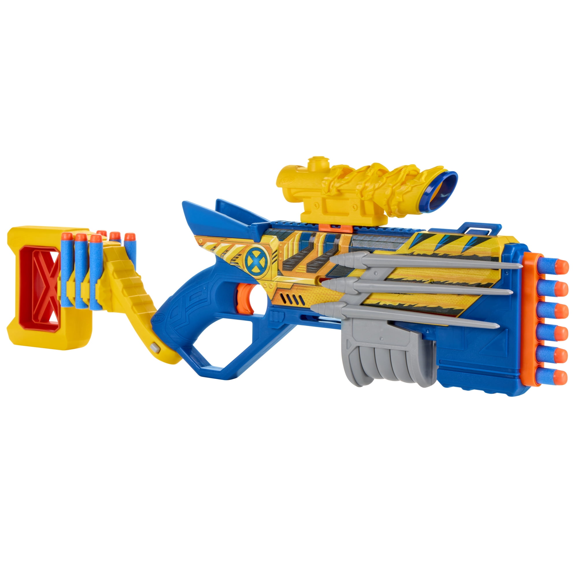 Nerf Marvel Wolverine Blaster with Scope & Dart Storage, 12 Nerf Elite Darts, Birthday Gifts, 8+