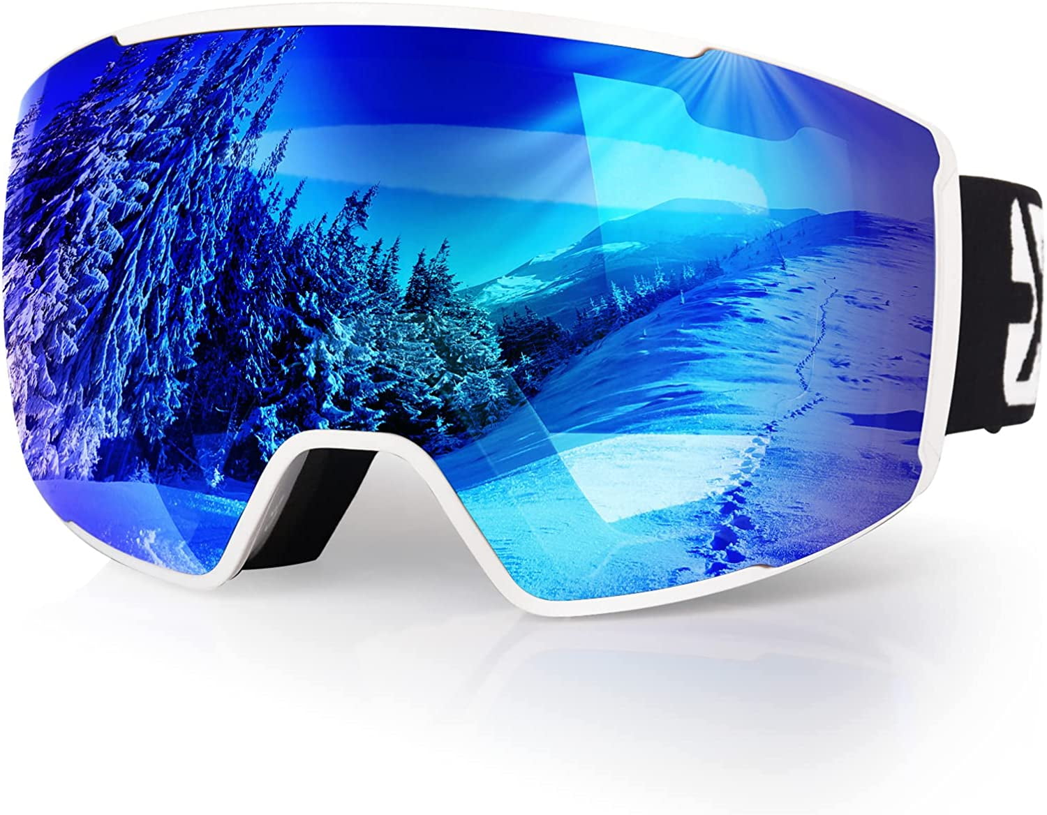 Ski Goggles Magnetic Snowboard Goggles Frameless for Men Women, OTG Anti  Fog UV Protection Interchangeable Lens Snow Goggles