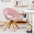 thumbnail image 2 of Costway Mid Century Modern Swivel Accent Chair Fabric Armchair Velvet Living Room Pink, 2 of 11