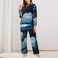 thumbnail image 2 of Pofeuu Blue Thunder Storm Dragon Print Womens Pajamas Set Long Sleeve Sleepwear Button Down Nightwear Soft Pj Lounge Sets Button Down Pajamas Women-Large, 2 of 7