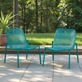 thumbnail image 2 of Tcbosik Stackable Chairs Set of 2, Outdoor Armless Chair with Metal Frame for Deck, Porch, Balcony, Backyard, Garden, Teal, 2 of 10