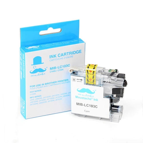 Cartouche d'Encre Cyan Compatible à Rendement Élevé pour Brother LC103C - Moustache®