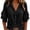 *Black, variant on ClodeEU Women's Linen Blend Button 3/4 Sleeve Shirt with Tiered Ruffle ,Solid Color Casual Blouse Black,Women's Plus L