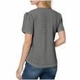 thumbnail image 5 of BLVB Women Eyelet Spring Summer Tops Dressy Casual Petal Short Sleeves Shirts Loose Blouse Outfits Beach Vacation Clothes, 5 of 7