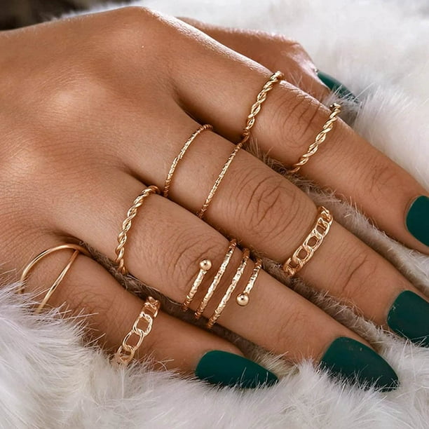 Boho Knuckle Rings Set Gold Stackable Finger Rings Midi Size Joint