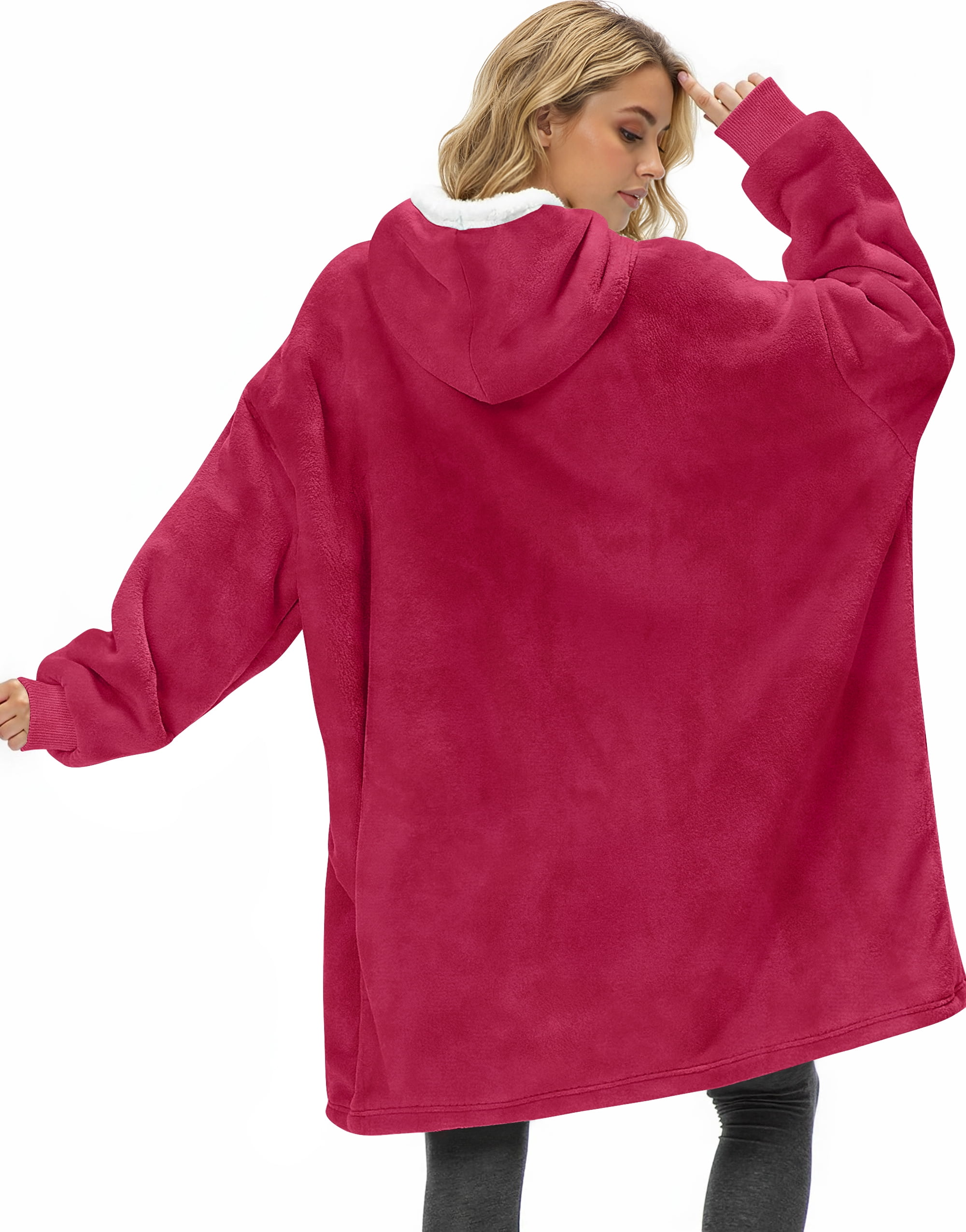Fantaslook Wearable Blanket Hoodie for Women and Men, Oversized Sherpa Fleece Blanket Sweatshirt with Sleeves & Pocket