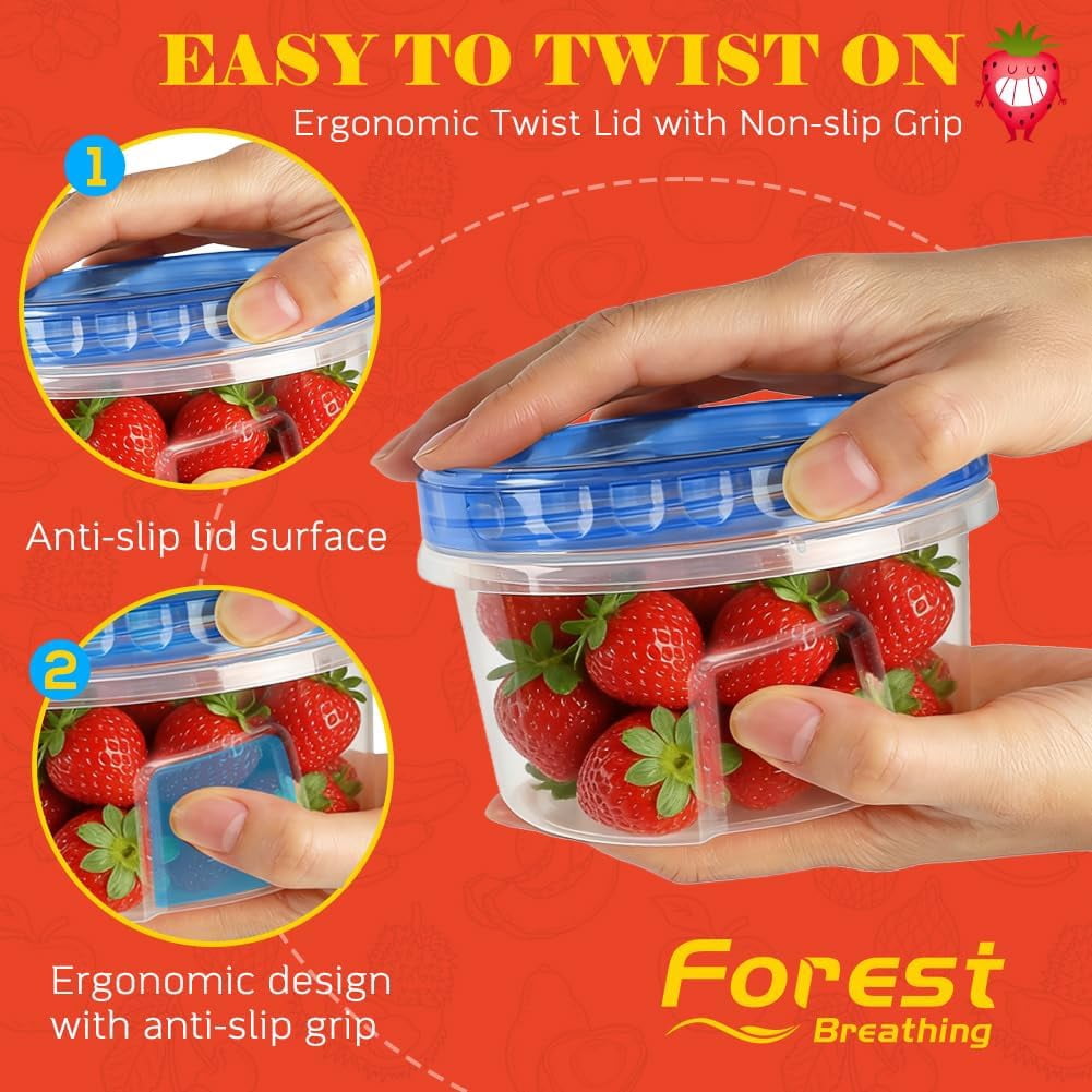 10 Pack 17oz Reusable Freezer Storage Containers with Twist Top Lids Airtight, Clear Plastic Food Storage Meal Prep Containers for Leftover Lunch Fruit Salad Oats, Small Soup Container Microwave Safe
