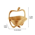 thumbnail image 2 of Gmogad Fruit-Shaped Foldable Wood Basket, Space-Saving 11.8" Rotating Tray for Kitchen/Storage/Camping, Multi-Use as Bread/Flower Display & Cutting Board, 2 of 9