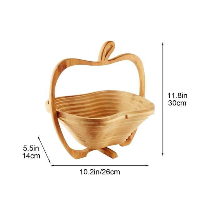Cesta de fruta plegable de madera con forma de fruta, bandeja para fruta, frutero y caja para frutos secos, se puede guardar y plegar.