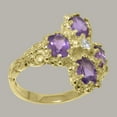 thumbnail image 3 of LBG British Made 9k Yellow Gold Natural Diamond & Amethyst Womens Statement Ring - 33 size options - Size 10, 3 of 6