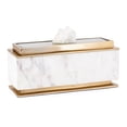 thumbnail image 2 of A&B Home Marble Decorative Box with Metal Accents and Gemstone - 14" x 4.5" x 6" - White/Gold, 2 of 6