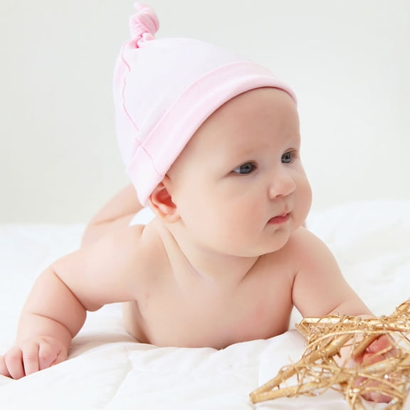 Niceauty 3Pack Newborn Hats Solid Color Cap Cotton Elastic Knot Design for Boys and Girls