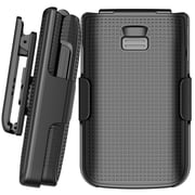 Nakedcellphone Holster Series for TCL Flip 3 Phone Case, Slim Hard Shell Cover and Belt Clip Holder Combination - Black Tread