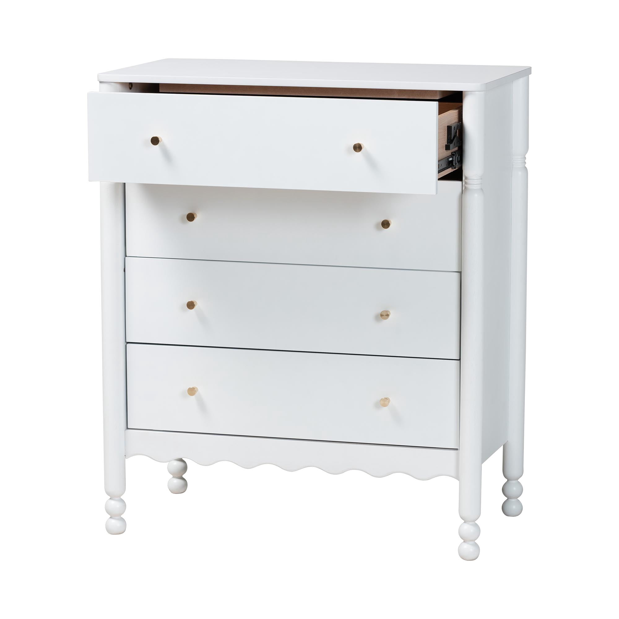 Baxton Studio Hoffman Modern Farmhouse Chest, 4-Drawer, White