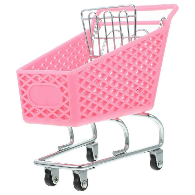 Creative Mini Plastic Shopping Cart Rought Iron Storage Basket Random Color