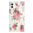 thumbnail image 4 of Allytechgroup Pattern Wallet Flip Case for iPhone 11, Premium PU Leather Kickstand Card Slots Cover Case with Wrist Strap Magnetic Clasp Shockproof Anti-Scratch Case, Red Flower, 4 of 8
