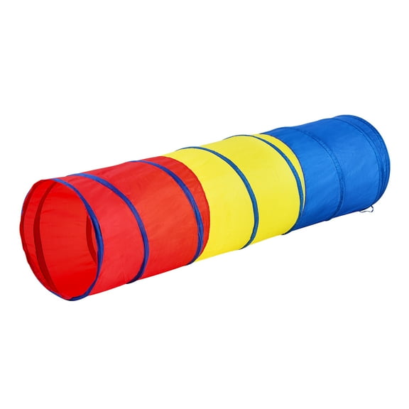 KFFKFF Children's Exploration Tunnel Tent, Vibrant Creep Through Play Tube for Infants or Pets, Foldable Present for Boys and Girls Indoor and Outdoor Activity in Red, Yellow, and Blue Hues