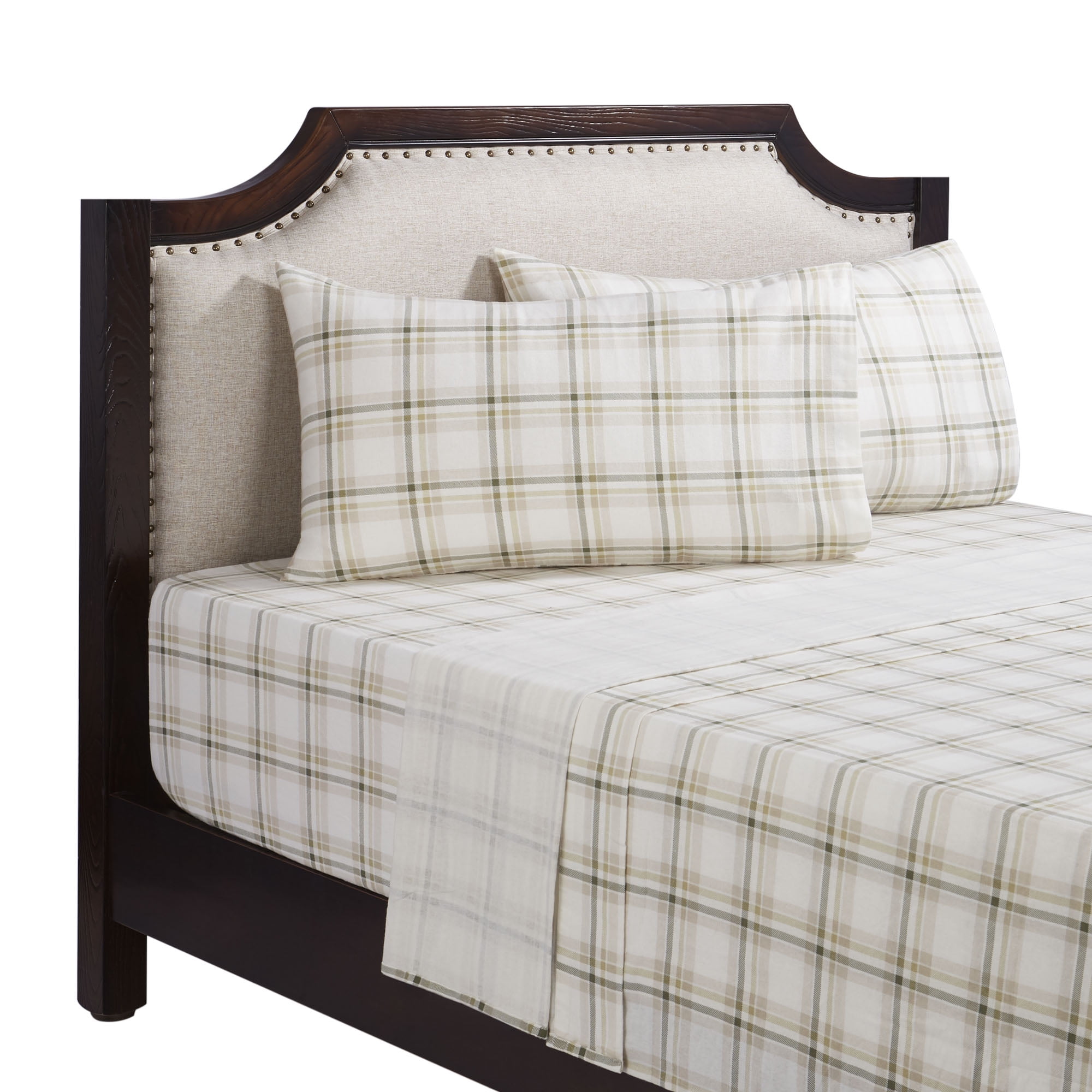 HOMETRENDS 4-Piece Aberdeen Plaid Flannel Sheet Set, Queen, 100% Cotton