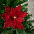 thumbnail image 2 of Northlight 20" Lighted Red Velvet Poinsettia Christmas Stem Spray, 2 of 5