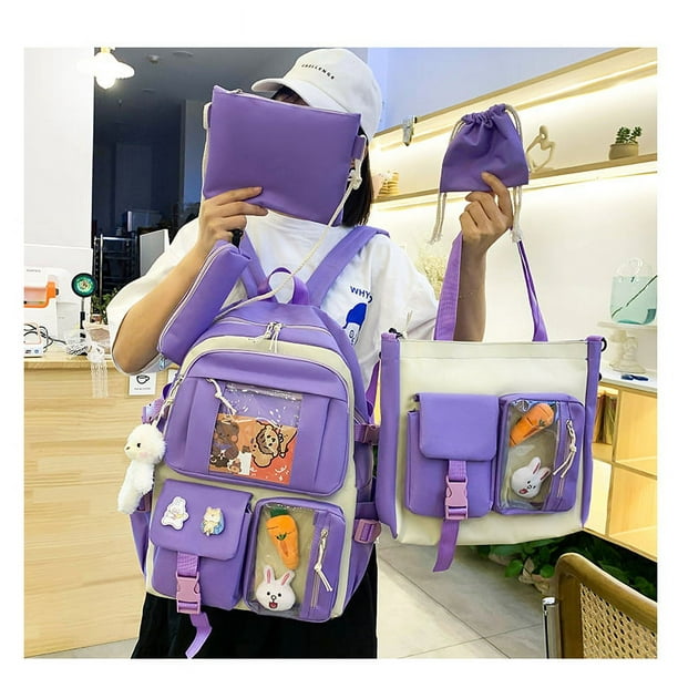 Mochila escolar de cinco piezas para mujer ligera para estudiantes de secundaria fresca y dulce de tercer quinto y sexto grado de primaria mochila de gran capacidad Walmart en linea