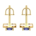 thumbnail image 4 of 1.18 ct Screw-Back Stud Earrings for Women | 5mm Round Cut Simulated Tanzanite | 18K Yellow Gold, 4 of 5