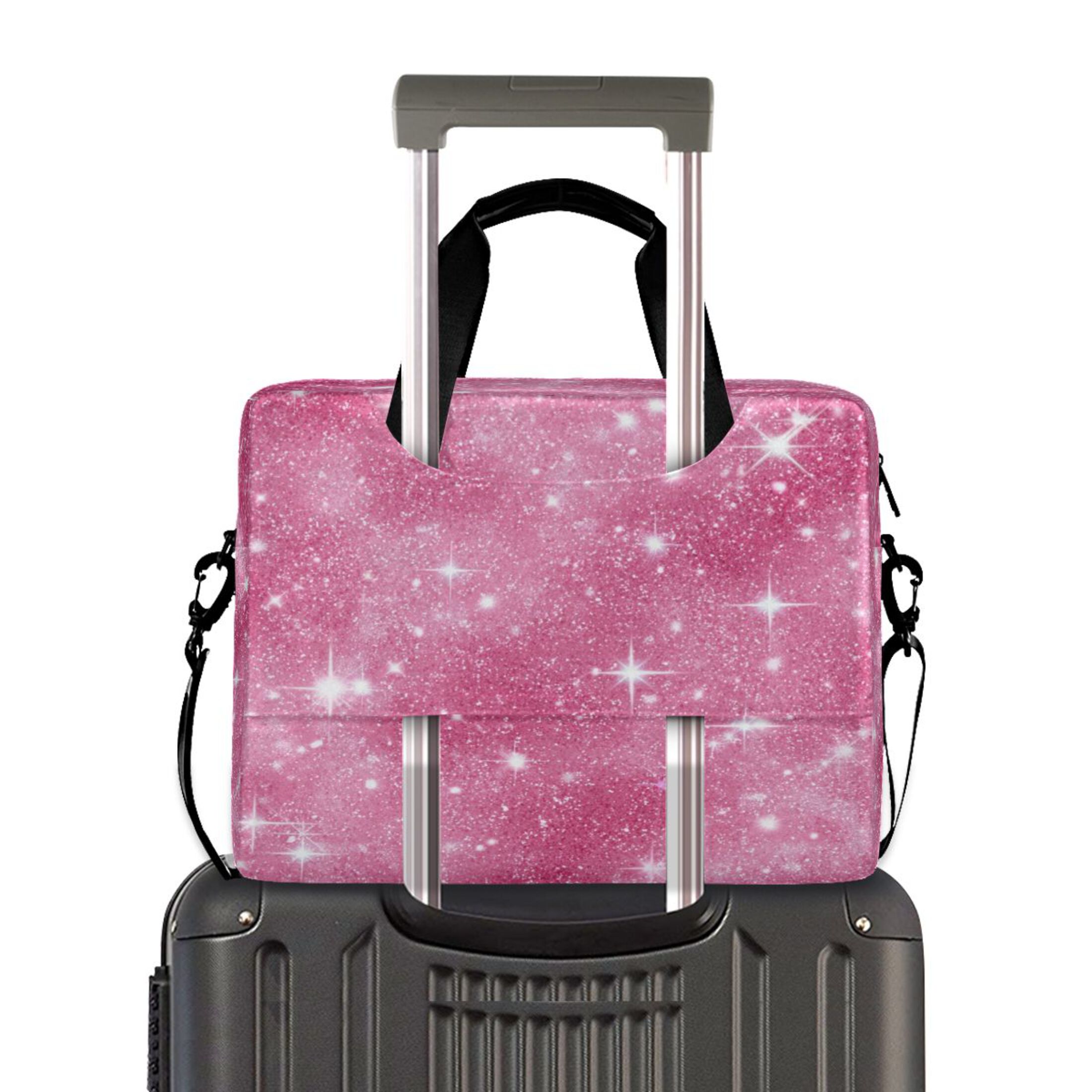 16" Laptop Tote Bag Laptop Sleeve Case Computer Briefcase for Work & Travel Pink Glitter Background