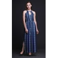 thumbnail image 2 of Bimba Shibori Ladies Crew Neck Waist String Print Maxi Dress with Side Slits Summer Wear-X-Large, 2 of 6