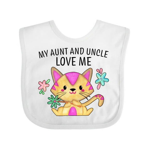 Inktastic My Aunt and Uncle Love Me with Cute Kitten and Flowers Boys or Girls Baby Bib
