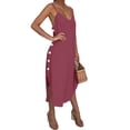 thumbnail image 3 of Robe Femme Aguichant Sans Manches à Bretelles Spaghetti Été Décontractée Boutonnée Ourlet Asymétrique Robe Grande Taille Ample Plage Vacances Robe d'Été, 3 of 3