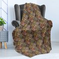 thumbnail image 4 of Moroccan Soft Flannel Fleece Throw Blanket, Mexican Ornaments with Abstract Old Fashioned Mandala Checkered, Cozy Plush for Indoor and Outdoor Use, 60" x 80", Multicolor, by Ambesonne, 4 of 5