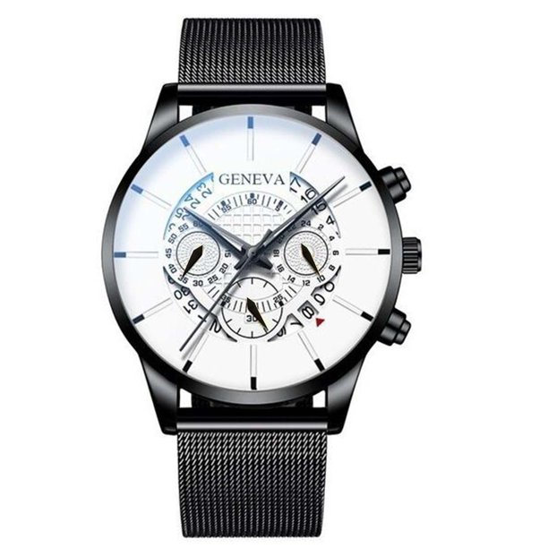 Relojes De lujo de los hombres de negocios Calendario Relojes de acero inoxidable cinturón de malla de cuarzo ANMAO MXCH1220-0987WAT