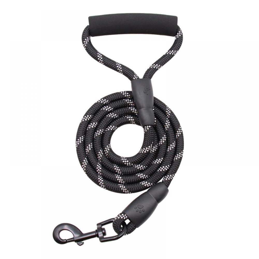 Dog Leash with Comfortable Padded Handle and Highly Reflective Threads