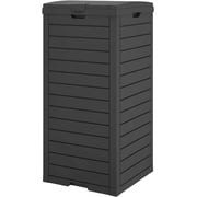 Outdoor Trash Can, 31 Gallon Garbage Can with Tiered Lid and Drip Tray, Waterproof Resin Patio Waste Bin for Garden, Backyard, Deck