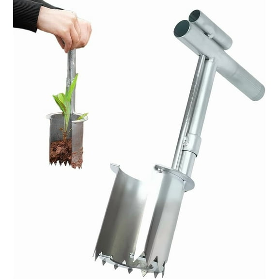 Bulb Planter Tool, Heavy-Duty Stainless Steel Seedling Transplanter for Garden Planting (1PC)