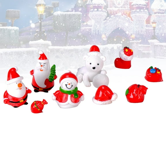 FESTFENDS Resin Figurines Christmas Elements Shape Assorted Color For Miniature Landscape Accessory 0.5x0.5x0.6In